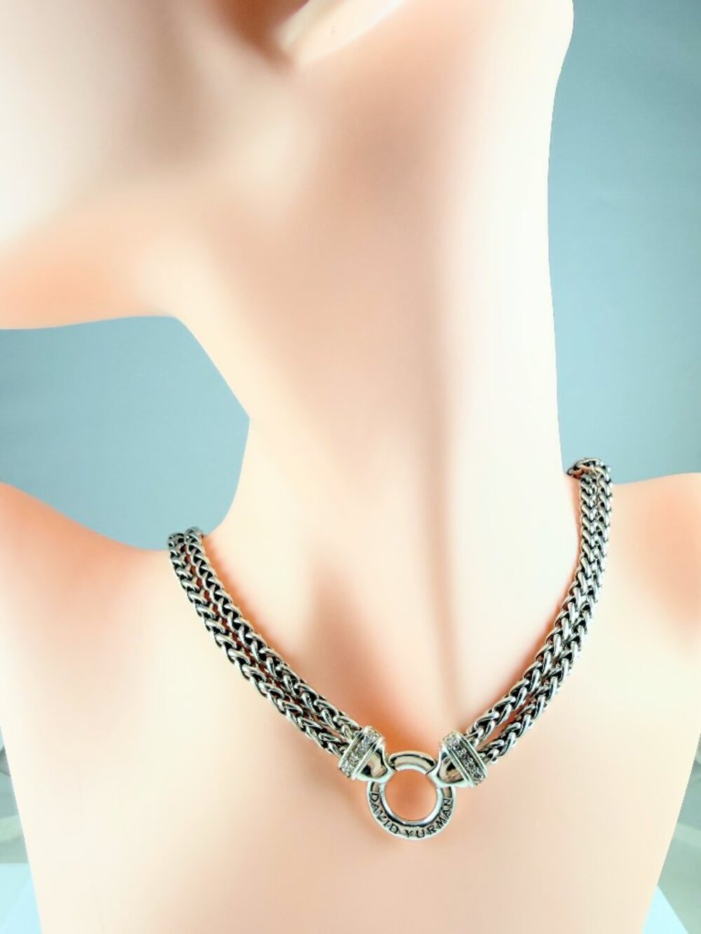 DAVID YURMAN SS DIAMOND SIGNATURE WHEAT CHAIN NECKLACE